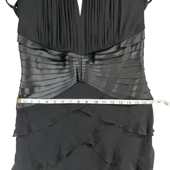 Tadashi Shoji Y2K Halter Dress 12 Black Silk Tiered Layer Cocktail Gown Romantic - Picture 12 of 16